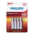 Philips Power Alkaline Μπαταρία LR03P BL4 AAA (4τμχ)