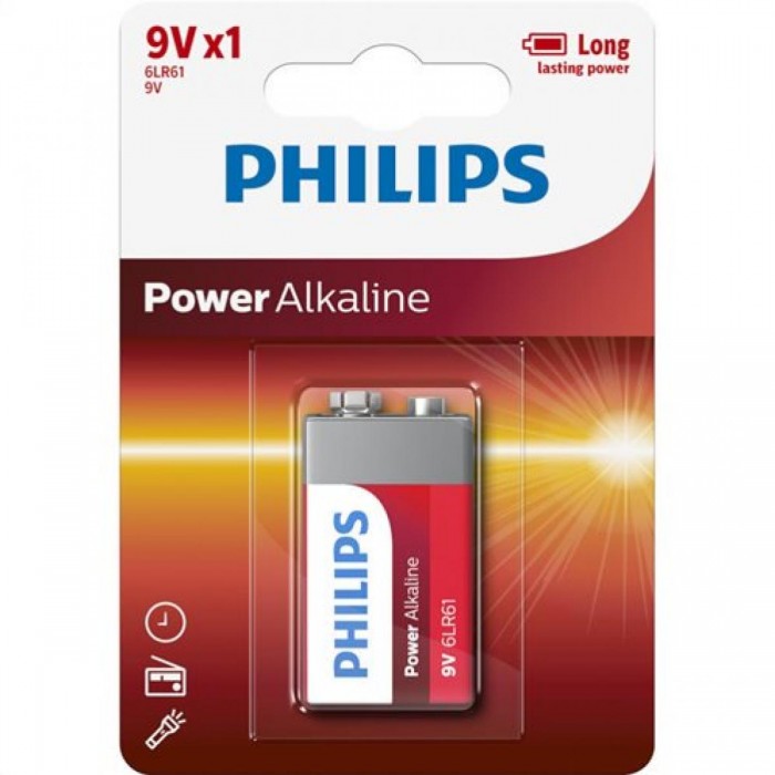 Philips Power Alkaline Μπαταρία 6LR61/P1B 9V (1τμχ) Philips Power Alkaline Μπαταρία 6LR61/P1B 9V (1τμχ)