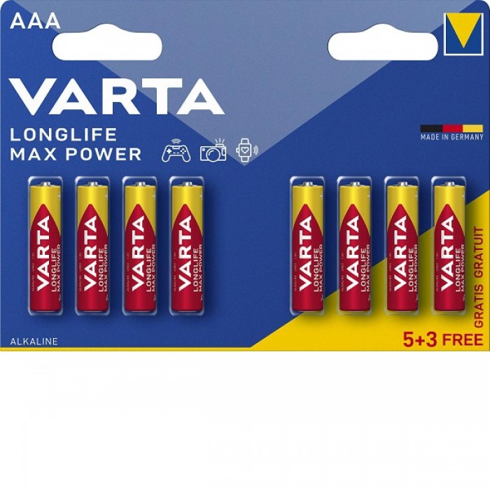 Μπαταρία Varta Longlife Max Power Αλκαλική Mignon AAA B5+3 Μπαταρία Varta Longlife Max Power Αλκαλική Mignon AAA B5+3