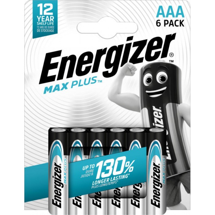 Energizer Max Plus Αλκαλική Μπαταρία AAA 6 Τεμαχίων Energizer Max Plus Αλκαλική Μπαταρία AAA 6 Τεμαχίων