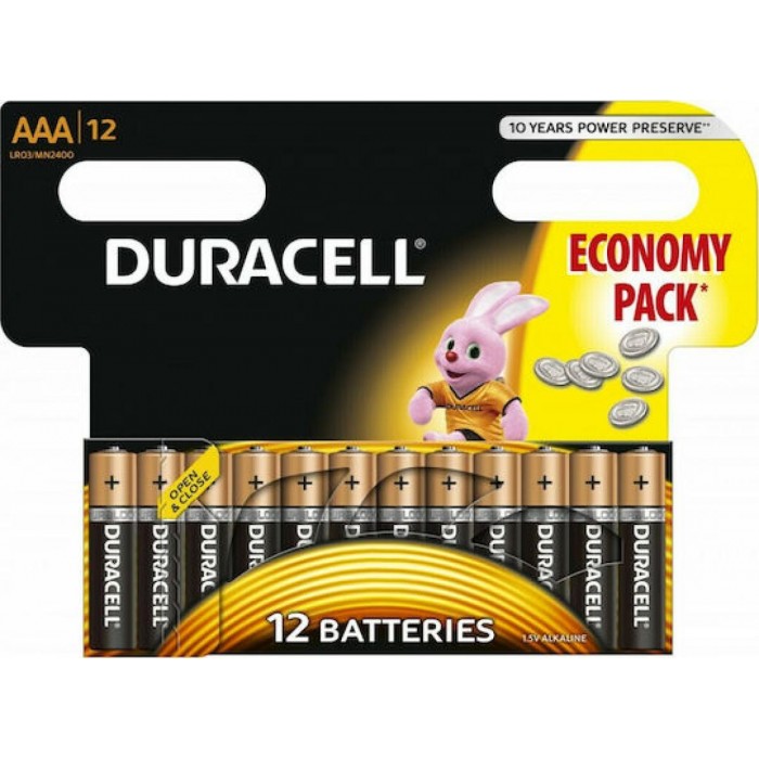 Duracell BASIC AAA 12OBX, Αλκαλικές μπαταρίες 12 τεμάχια Duracell BASIC AAA 12OBX, Αλκαλικές μπαταρίες 12 τεμάχια