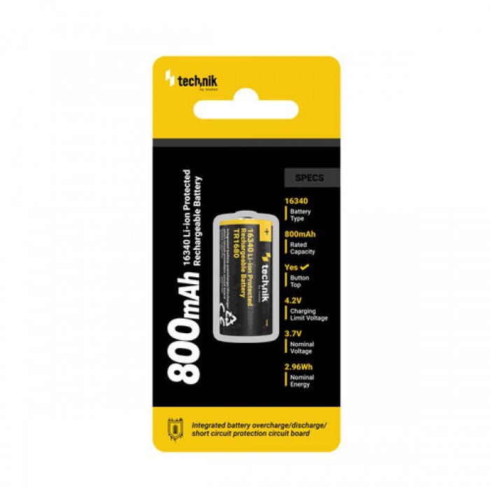 Technik Επαναφορτιζόμενη Μπαταρία 16340 RCR123 TR1680 800mAh 3,7V B1 Technik Επαναφορτιζόμενη Μπαταρία 16340 RCR123 TR1680 800mAh 3,7V B1