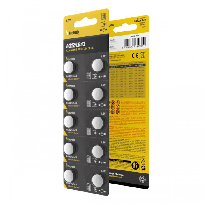 Technik Αλκαλικές Μπαταρίες Κουμπιά Platinum AG12 / LR43 / 186 / 386 1.5V B10 Technik Αλκαλικές Μπαταρίες Κουμπιά Platinum AG12 / LR43 / 186 / 386 1.5V B10