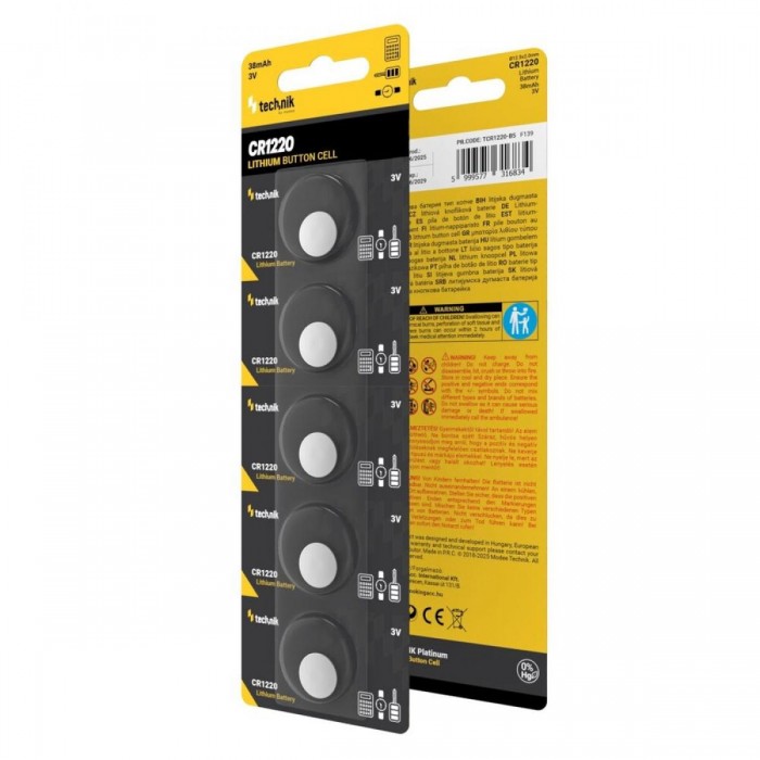 Technik Μπαταρίες Κουμπιά Λιθίου CR1220 (3V) B5 Technik Μπαταρίες Κουμπιά Λιθίου CR1220 (3V) B5