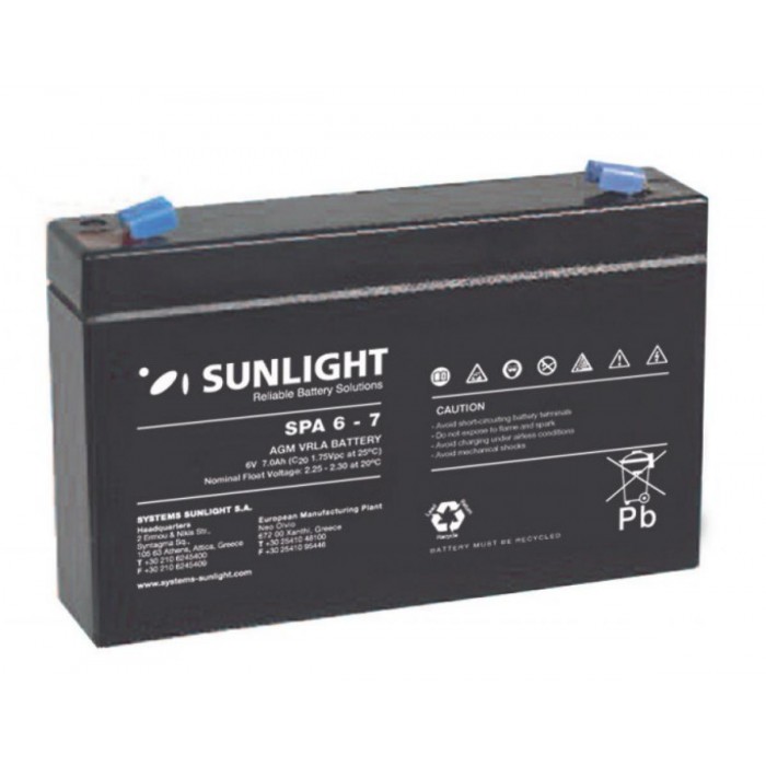 Sunlight Μολύβδου 6V 7A Sunlight Μολύβδου 6V 7A