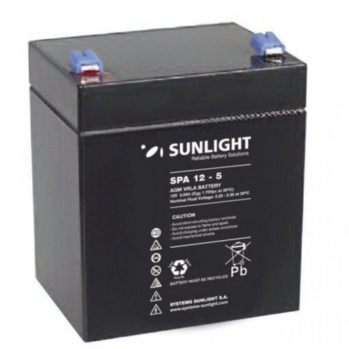 Sunlight Μολύβδου 12V 5A Τετράγωνη 6.3 για UPS(F2) Sunlight Μολύβδου 12V 5A Τετράγωνη 6.3 για UPS(F2)
