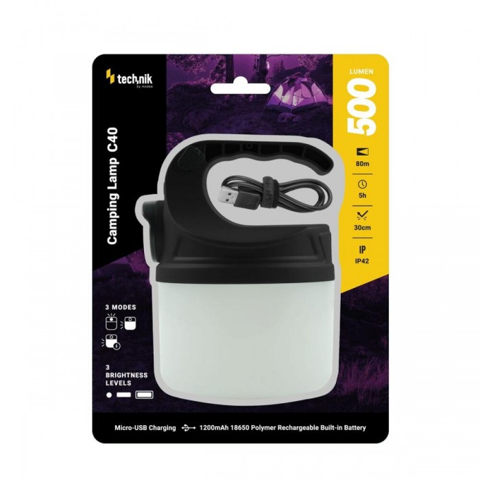 Technik Φακός Camping C40 LM/XPE LED 500lm με Ενσωματομένη Μπαταρία 1200mAh & Καλώδιο Micro Technik Φακός Camping C40 LM/XPE LED 500lm με Ενσωματομένη Μπαταρία 1200mAh & Καλώδιο Micro