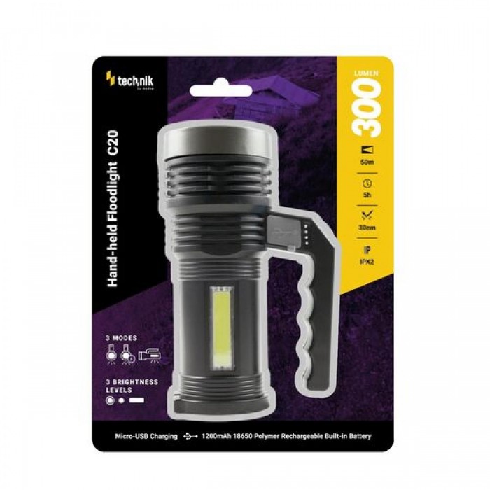 Technik Φακός Χειρός C20 XPE LED με Micro USB & Μπαταρία 1x18650 800mAh 300lm Technik Φακός Χειρός C20 XPE LED με Micro USB & Μπαταρία 1x18650 800mAh 300lm