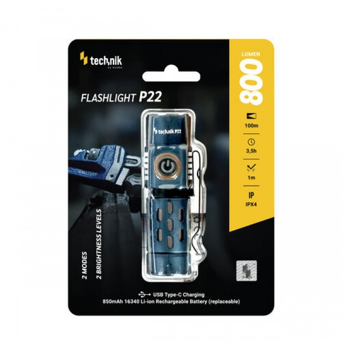 Technik P22 Φακός Χειρός LED Επαναφορτιζόμενος USB Type-C 800 lm Technik P22 Φακός Χειρός LED Επαναφορτιζόμενος USB Type-C 800 lm