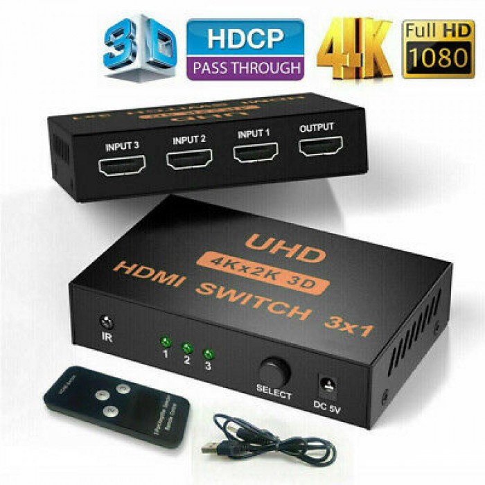 ATC HDMI Switch Μεταλλικό 3 In / 1 Out 4K x 2K Τηλ/στήριο
