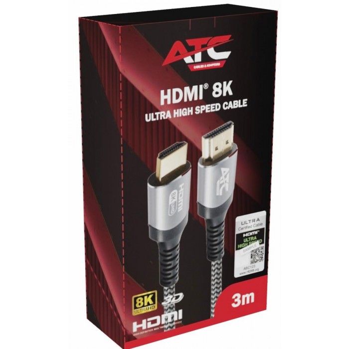 ATC HDMI 2.1V 8K Premium Καλώδιο 60Hz 3m ATC HDMI 2.1V 8K Premium Καλώδιο 60Hz 3m
