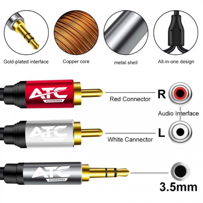 ATC HQ 3.5mm M/ 2 X RCA Cable 5m ATC HQ 3.5mm M/ 2 X RCA Cable 5m