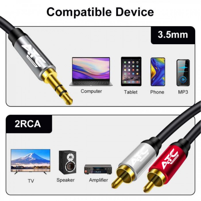 ATC HQ 3.5mm M/ 2 X RCA Cable 5m ATC HQ 3.5mm M/ 2 X RCA Cable 5m