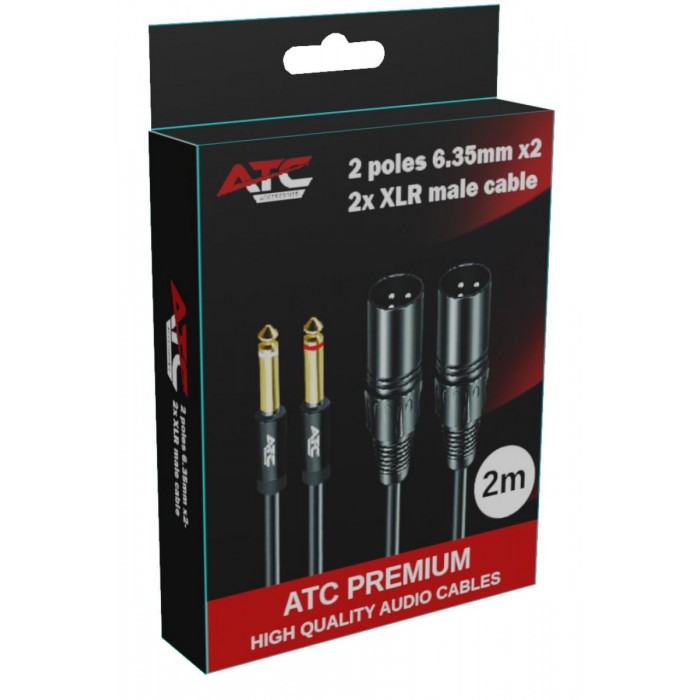 2 poles 6.35mmx2 - 2x XLR male cable 2 poles 6.35mmx2 - 2x XLR male cable