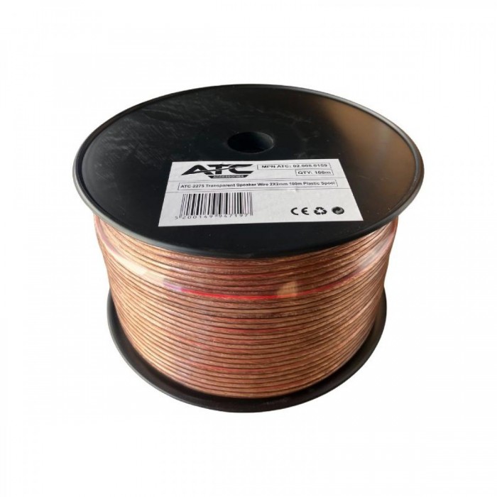 ATC-2275 Στροφείο Καλώδιο Ηχείου Διαφανές 2x2mm 100m ATC-2275 Στροφείο Καλώδιο Ηχείου Διαφανές 2x2mm 100m