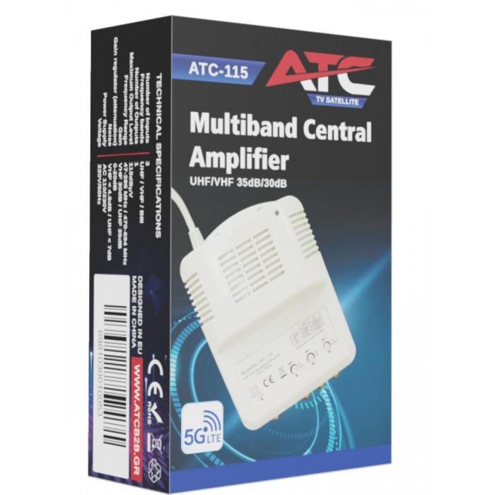 ATC Κεντρικός Ενισχυτής ATC-115 UHF/VHF 35dB/30dB ATC Κεντρικός Ενισχυτής ATC-115 UHF/VHF 35dB/30dB