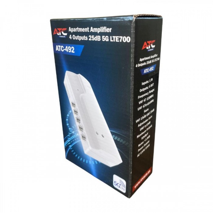 ATC Ενισχυτής Γραμμής 4 εξόδων ATC-492 25dB 5G LTE700 ATC Ενισχυτής Γραμμής 4 εξόδων ATC-492 25dB 5G LTE700