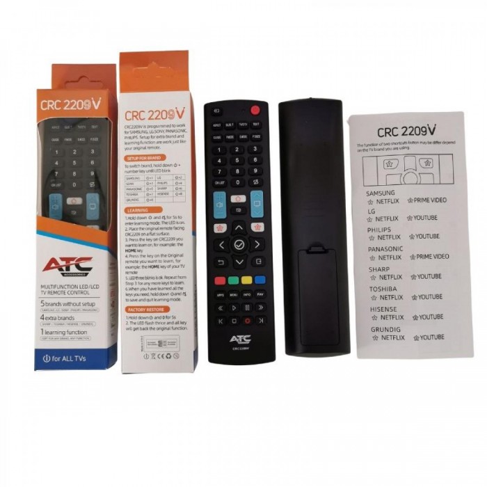 ATC Τηλεχειριστήριο Universal για LCD TVs CRC-2209V 9in1 ATC Τηλεχειριστήριο Universal για LCD TVs CRC-2209V 9in1
