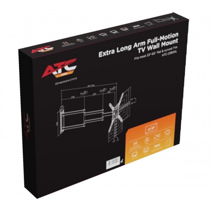 ATC-2365XL Επιτοίχια βάση TV με Μακρύ Βραχίονα Full Motion