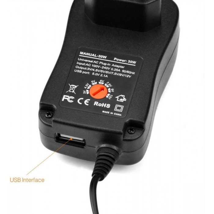 Τροφοδοτικό 30W 12V/2.5A Switching με 6 Κεφαλές