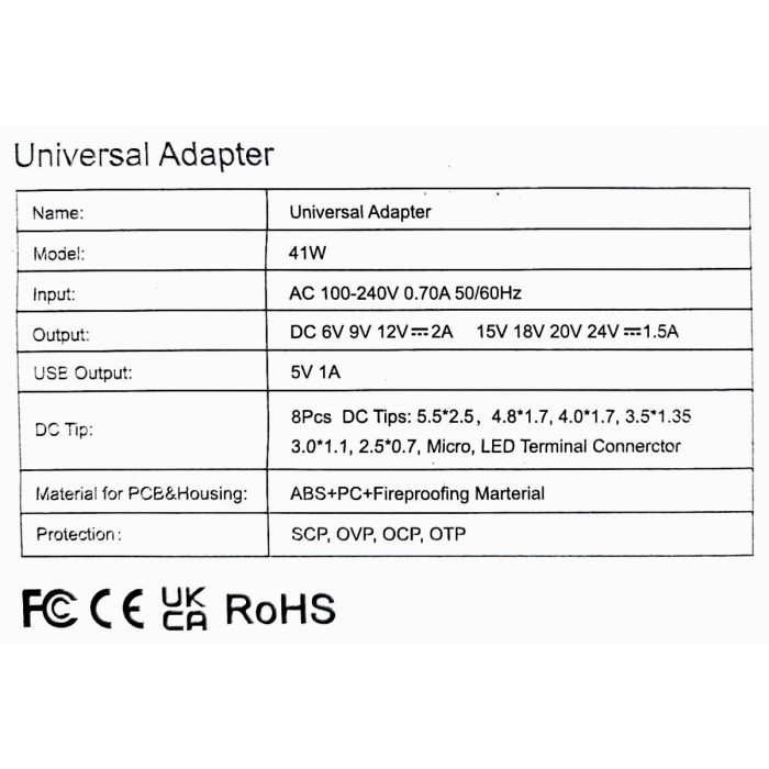 ATC Τροφοδοτικό 41W Switching με 8 κεφαλές 6V-24V ATC Τροφοδοτικό 41W Switching με 8 κεφαλές 6V-24V