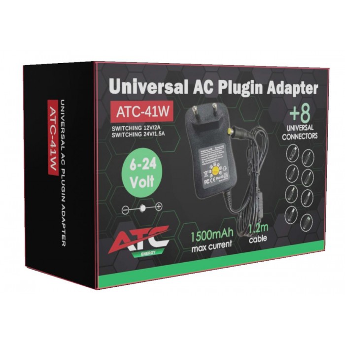 ATC Τροφοδοτικό 41W Switching με 8 κεφαλές 6V-24V ATC Τροφοδοτικό 41W Switching με 8 κεφαλές 6V-24V