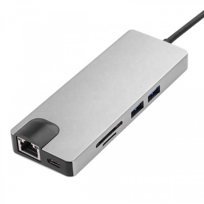 Μετατροπέας 8in1 USB C hub RJ45 HDMI USBx2 VGA SD TF USB3.0x2 Μετατροπέας 8in1 USB C hub RJ45 HDMI USBx2 VGA SD TF USB3.0x2