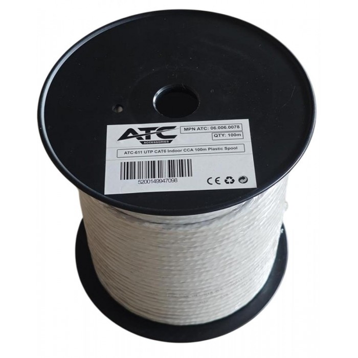 ATC-611 Στροφείο UTP CAT6 Εσωτερικού Χώρου CCA 100m ATC-611 Στροφείο UTP CAT6 Εσωτερικού Χώρου CCA 100m