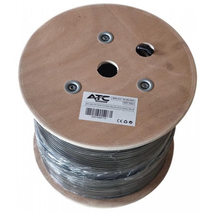 ATC-662 Στροφείο FTP CAT6 CCA PET για Εξωτερικό Χώρο Μαύρο 250m ATC-662 Στροφείο FTP CAT6 CCA PET για Εξωτερικό Χώρο Μαύρο 250m
