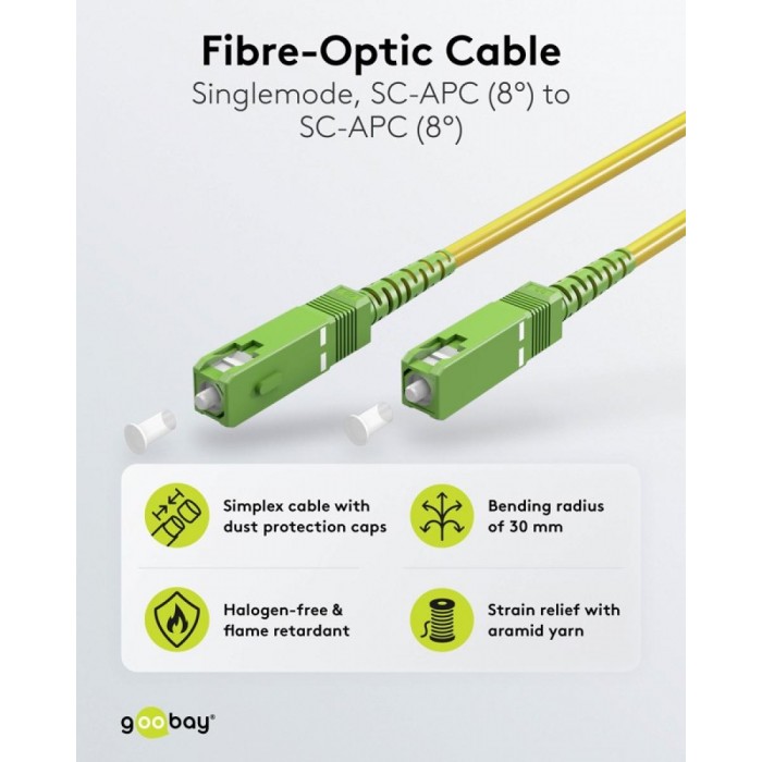 Goobay Καλώδιο Οπτικής Ίνας FTTH Μονής Λειτουργίας OS2 Κίτρινο 0.5μ