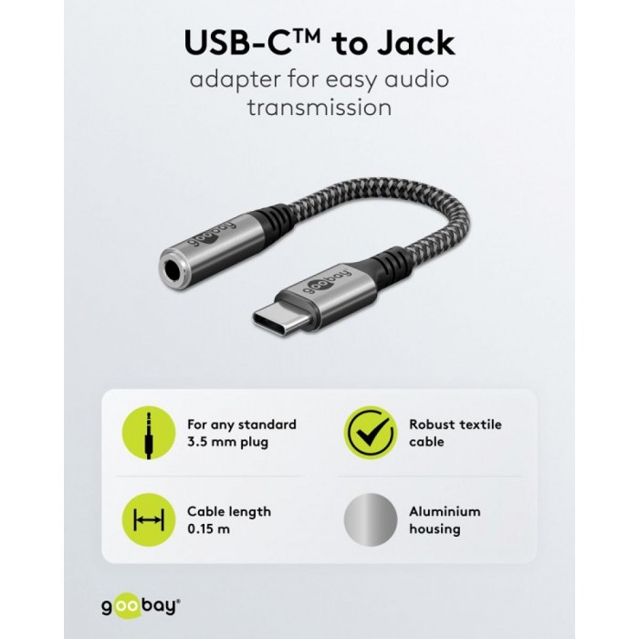 Goobay Καλώδιο Αντάπτορας USB-C σε 3.5mm AUX 0.15m Goobay Καλώδιο Αντάπτορας USB-C σε 3.5mm AUX 0.15m