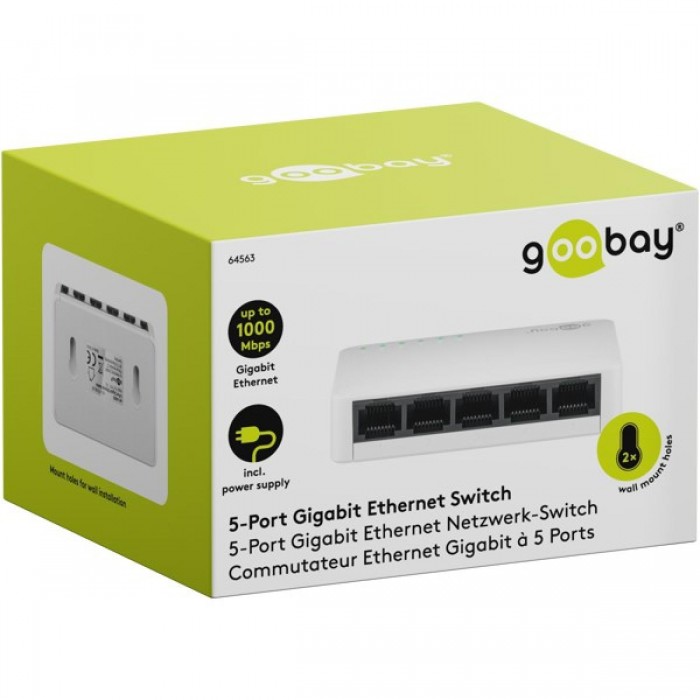 Goobay Gigabit Ethernet Switch 5 Θυρών 64563 Λευκό Goobay Gigabit Ethernet Switch 5 Θυρών 64563 Λευκό