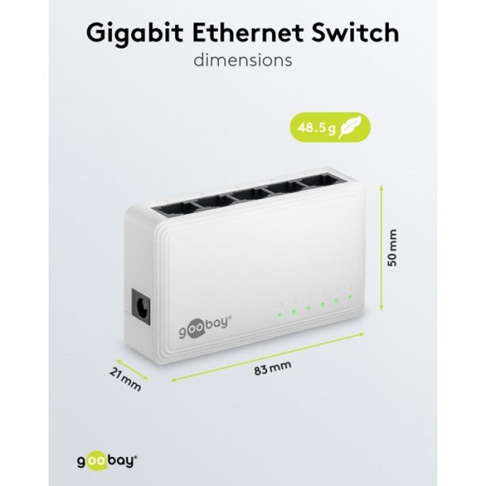 Goobay Gigabit Ethernet Switch 5 Θυρών 64563 Λευκό Goobay Gigabit Ethernet Switch 5 Θυρών 64563 Λευκό