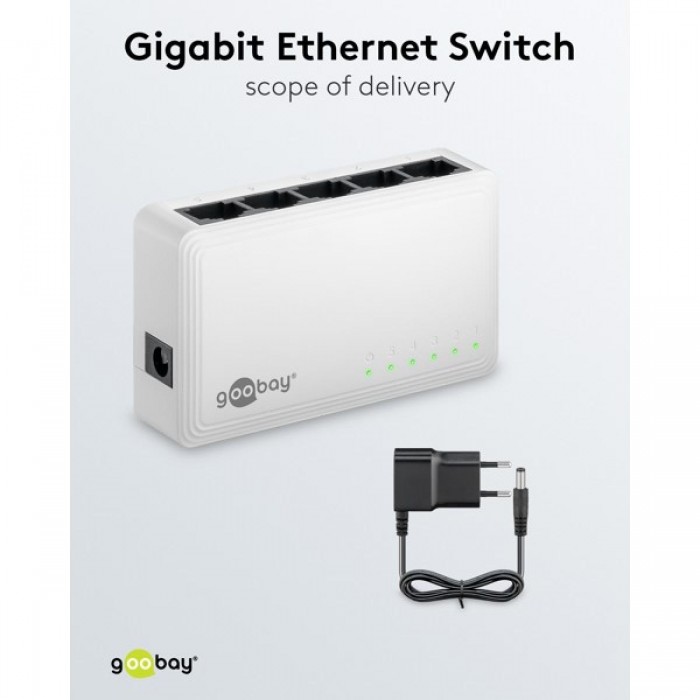 Goobay Gigabit Ethernet Switch 5 Θυρών 64563 Λευκό Goobay Gigabit Ethernet Switch 5 Θυρών 64563 Λευκό