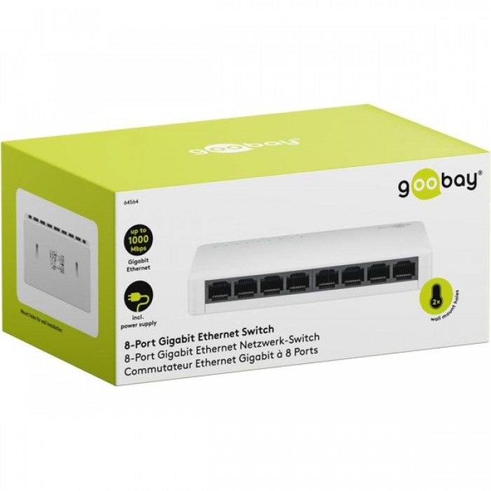 Goobay Gigabit Ethernet Switch 8 Θυρών 64564 Λευκό Goobay Gigabit Ethernet Switch 8 Θυρών 64564 Λευκό