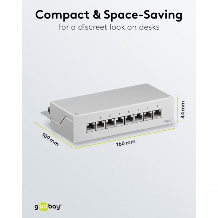 Goobay CAT 6 Patch Panel 8 Θυρών STP Mini/Desktop 93047 Γκρι Goobay CAT 6 Patch Panel 8 Θυρών STP Mini/Desktop 93047 Γκρι