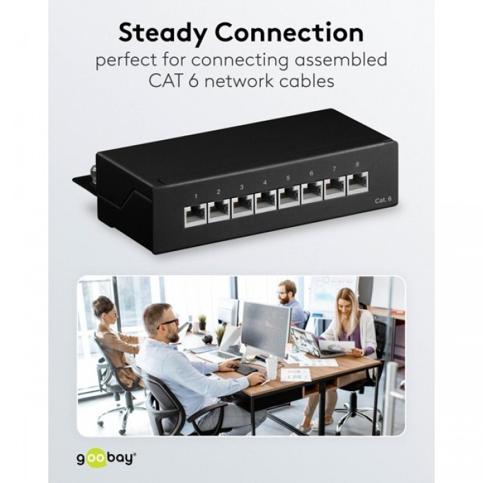 Goobay CAT 6 Patch Panel 8 Θυρών Mini/Desktop 96105 Μαύρο Goobay CAT 6 Patch Panel 8 Θυρών Mini/Desktop 96105 Μαύρο