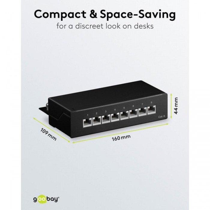 Goobay CAT 6 Patch Panel 8 Θυρών Mini/Desktop 96105 Μαύρο Goobay CAT 6 Patch Panel 8 Θυρών Mini/Desktop 96105 Μαύρο