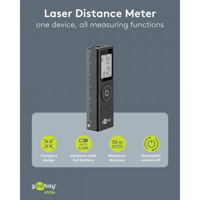 Goobay Tools Ψηφιακός Μετρητής Απόστασης Laser (77834) Goobay Tools Ψηφιακός Μετρητής Απόστασης Laser (77834)