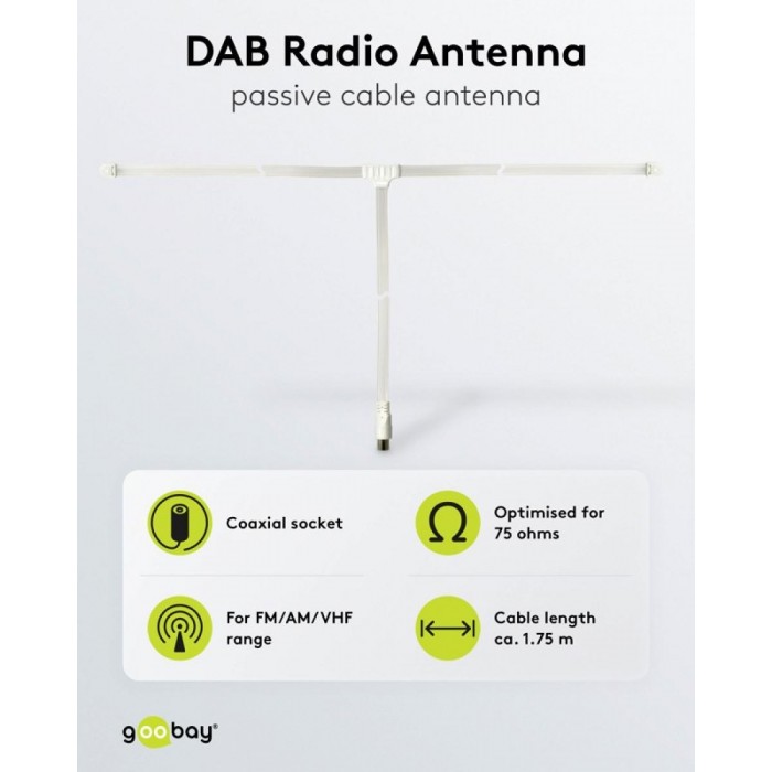 Goobay Κεραία Ραδιοφώνου για DAB/FM/AM 1,75μ Λευκό