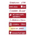 Avide LED G9 7W 220° Θερμό 3000K