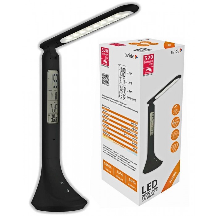 Avide LED Φωτιστικό Γραφείου με Ημερολόγιο Μαύρο 5W Avide LED Φωτιστικό Γραφείου με Ημερολόγιο Μαύρο 5W