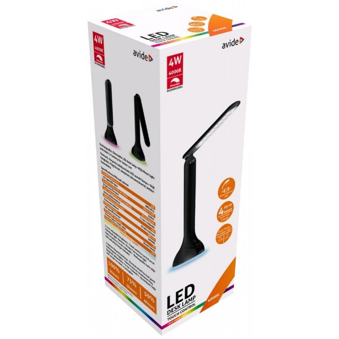 Avide LED Φωτιστικό Γραφείου RGB Mood Light Μαύρο 4W Avide LED Φωτιστικό Γραφείου RGB Mood Light Μαύρο 4W