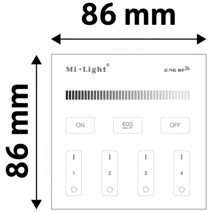Avide LED Ταινία 12-24V Ντίμερ 4 Ζωνών RF Χωνευτό /2xAAA/ Αφής Avide LED Ταινία 12-24V Ντίμερ 4 Ζωνών RF Χωνευτό /2xAAA/ Αφής