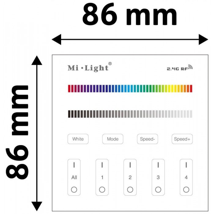 Avide LED Ταινία 12V RGB+W 4 Ζωνών RF Χωνευτό /2xAAA/ Αφής