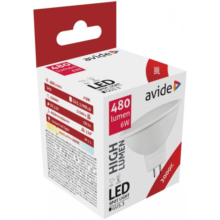 Avide LED Σπότ Αλουμίνιο + Πλαστικό 6W GU5.3 12V 120° Θερμό 3000K Avide LED Σπότ Αλουμίνιο + Πλαστικό 6W GU5.3 12V 120° Θερμό 3000K