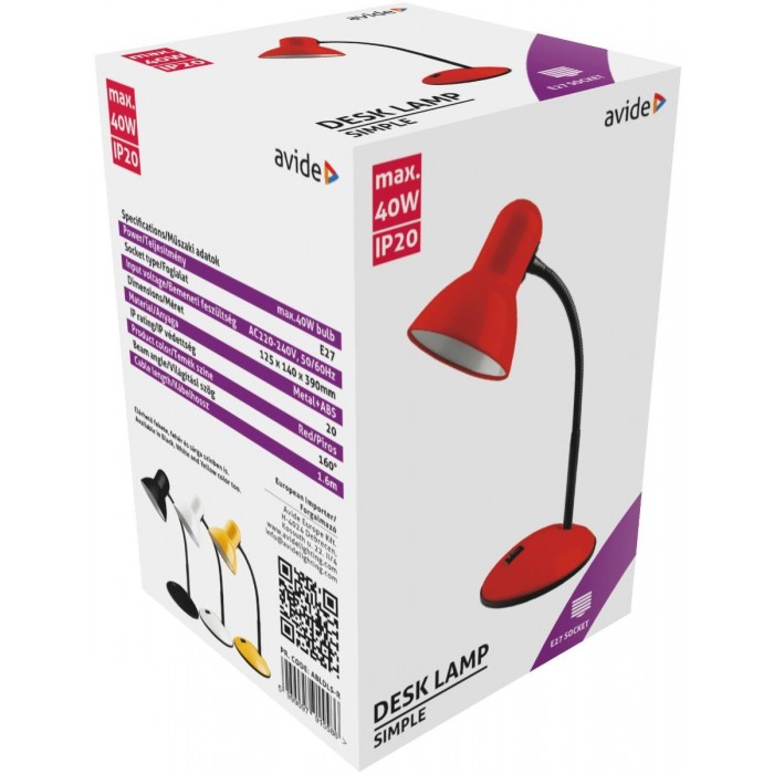 Avide Basic Φωτιστικό Γραφείου Simple Κόκκινο Avide Basic Φωτιστικό Γραφείου Simple Κόκκινο