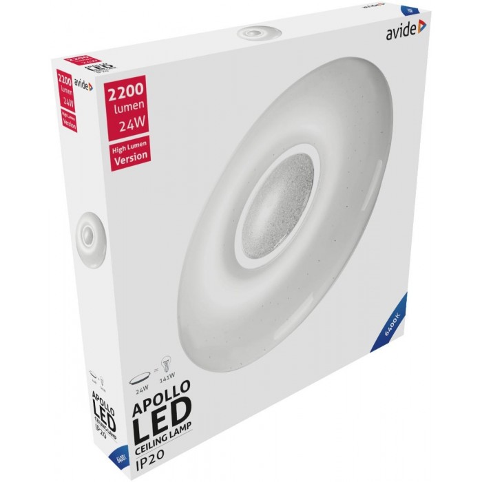 Avide LED Μοντέρνα Πλαφονιέρα Οροφής Apollo 24W 410*70mm Ψυχρό 6400K