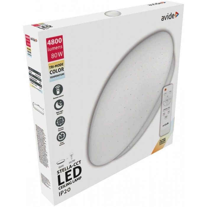 Avide LED Μοντέρνα Πλαφονιέρα Οροφής Stella-CCT 80W (40+40) με Τηλεχειριστήριο Avide LED Μοντέρνα Πλαφονιέρα Οροφής Stella-CCT 80W (40+40) με Τηλεχειριστήριο