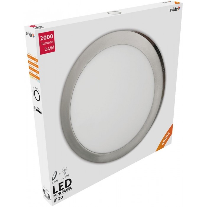 Avide LED Πλαφονιέρα Στρογγυλό Αλουμίνιο Σατέν Νίκελ 24W Λευκό 4000K Avide LED Πλαφονιέρα Στρογγυλό Αλουμίνιο Σατέν Νίκελ 24W Λευκό 4000K